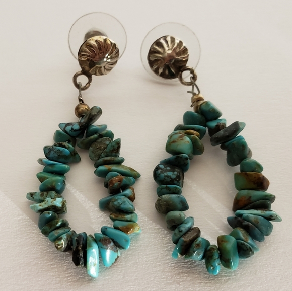 Artisan Crafted Hoop Turquoise Earrings - Picture 1 of 1